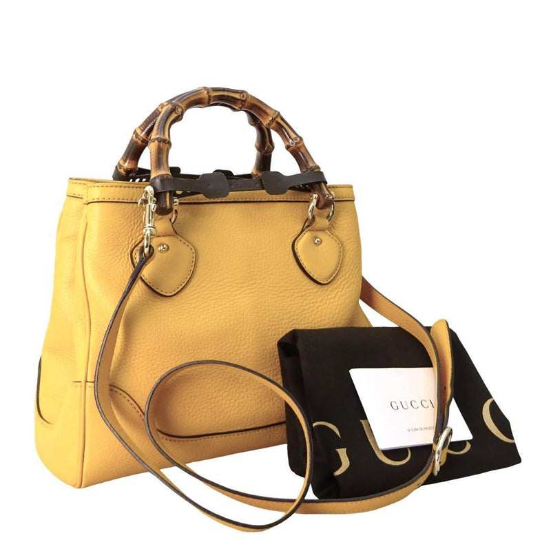 Gucci Diana Bamboo 308360 2WAY Crossbody Shoulder Handbag Leather Yellow