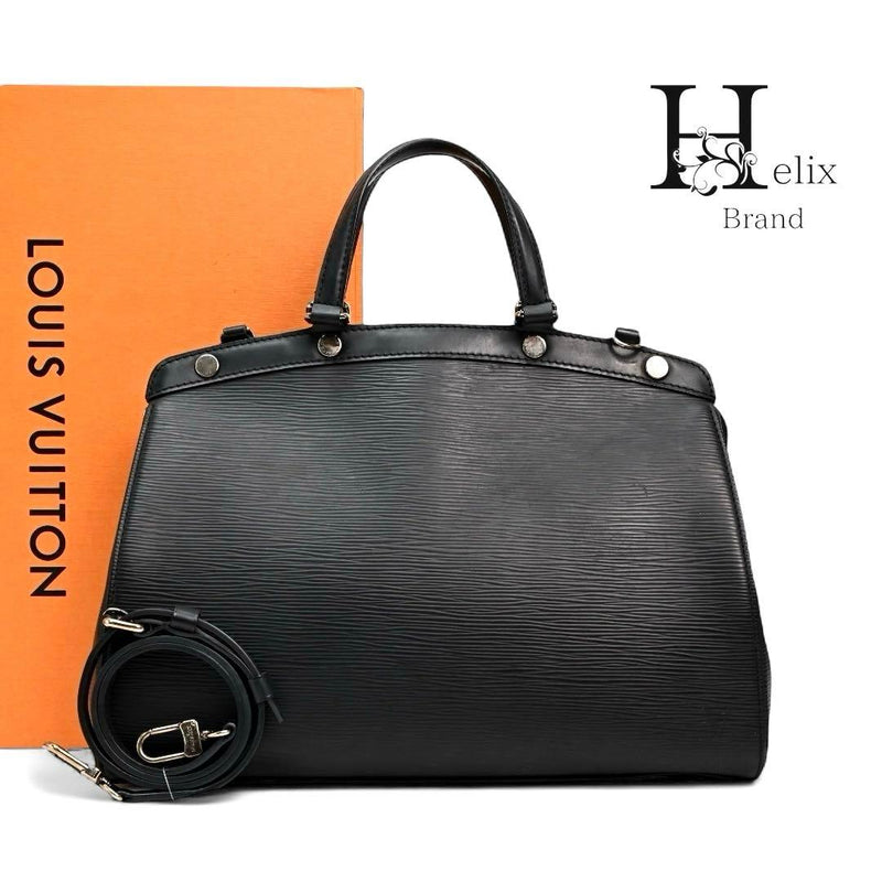 Louis Vuitton Epi Bu Tote Bag Shoulder Handbag Cowhide Leather Black Silver