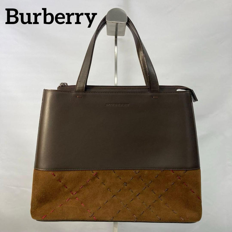 Burberry Handbag Shoulder Bag Brown Leather Suede