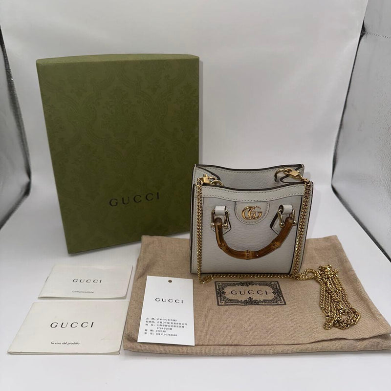 Gucci Gg Marmont Bamboo 760251 525040 2WAY Mini Bag Leather White