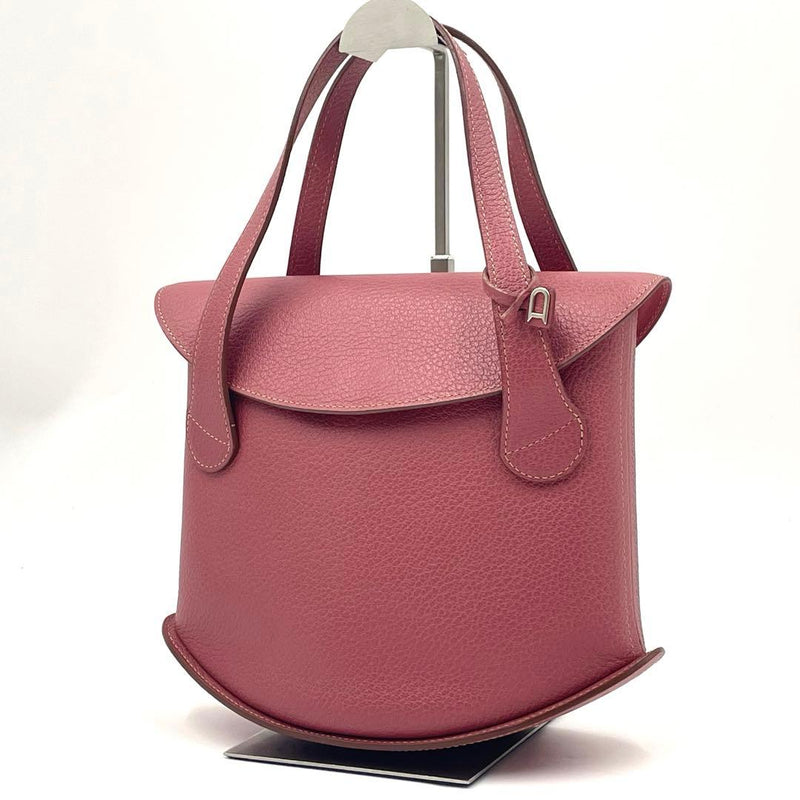 Delvaux Songe Handbag Tote Bag Pink Leather Magnetic Closure