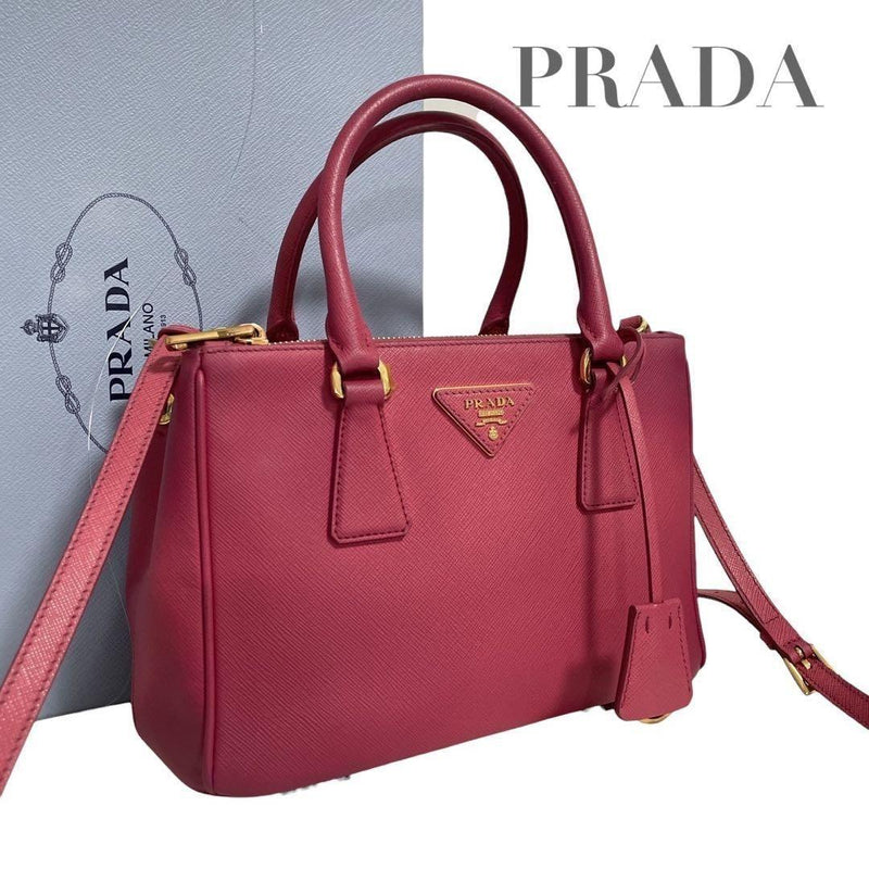 Prada Small Galleria Saffiano Leather Handbag Tote Pink