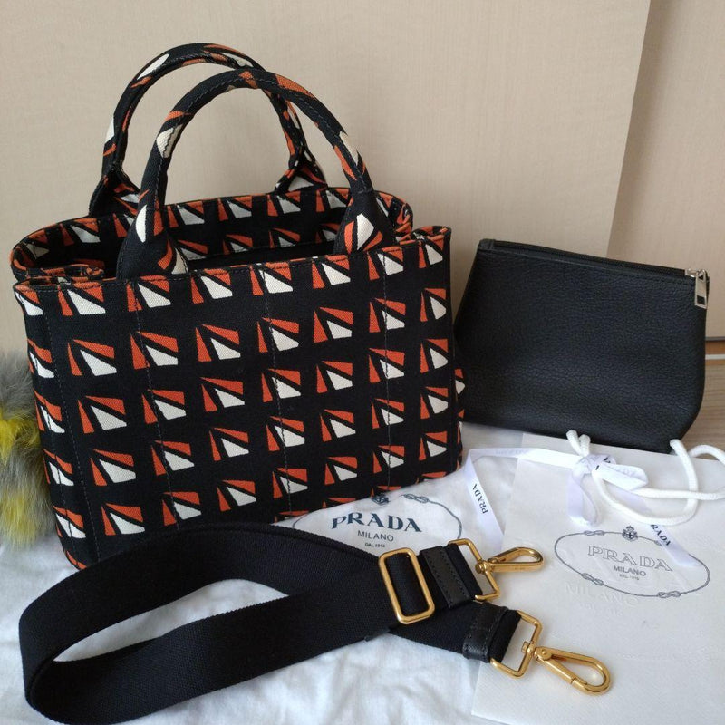 Prada Canapa Tote Bag Shoulder Strap Canvas