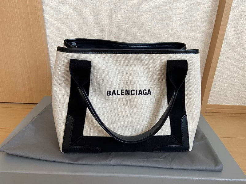 Balenciaga Cabas Small Tote Bag Cotton Calfskin Palladium Hardware