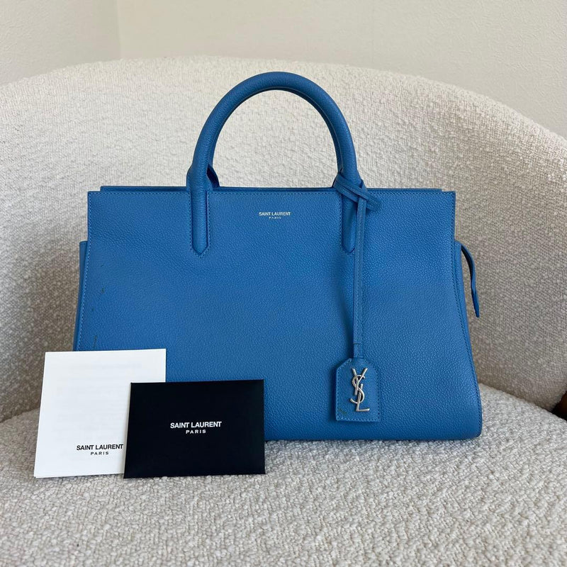 Saint Laurent Cabas Rive Gauche 400413 Handbag Tote Leather Light Blue