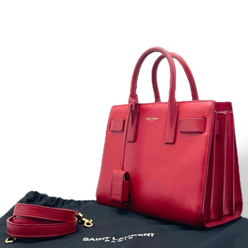 Saint Laurent Sac De Jour 324823 Handbag Leather Red 2-Way Shoulder Crossbody