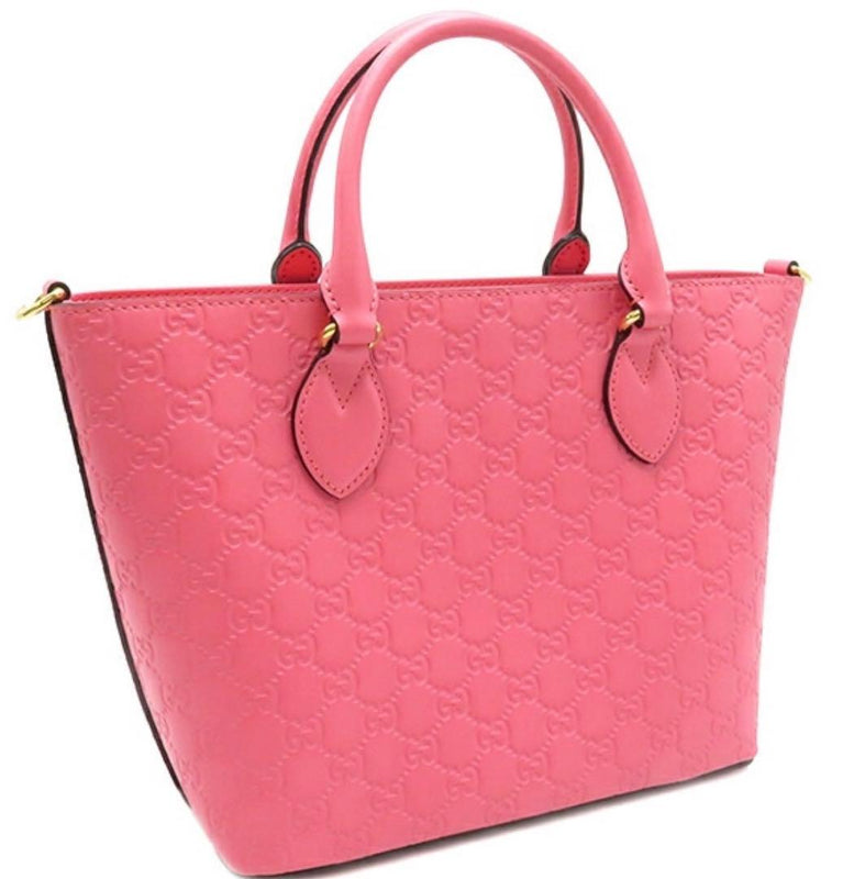Gucci Gg Guccissima Leather Handbag Shoulder Bag Tote Pink