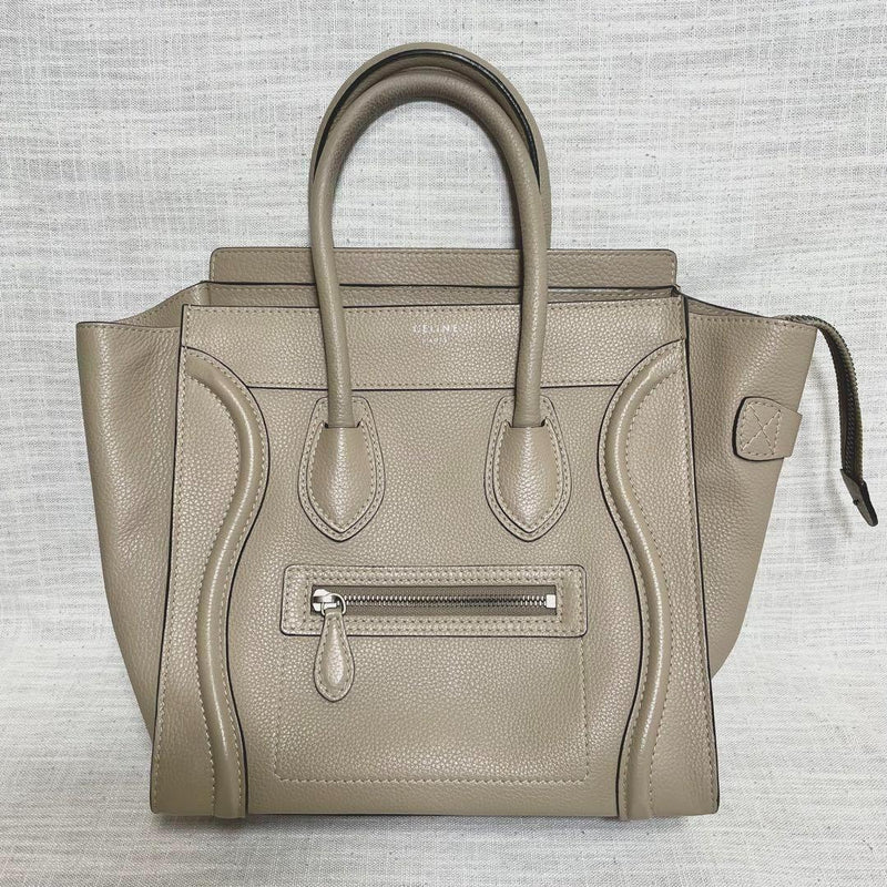 Celine Luggage Micro Shopper S-ZP-0112 Handbag Leather Beige