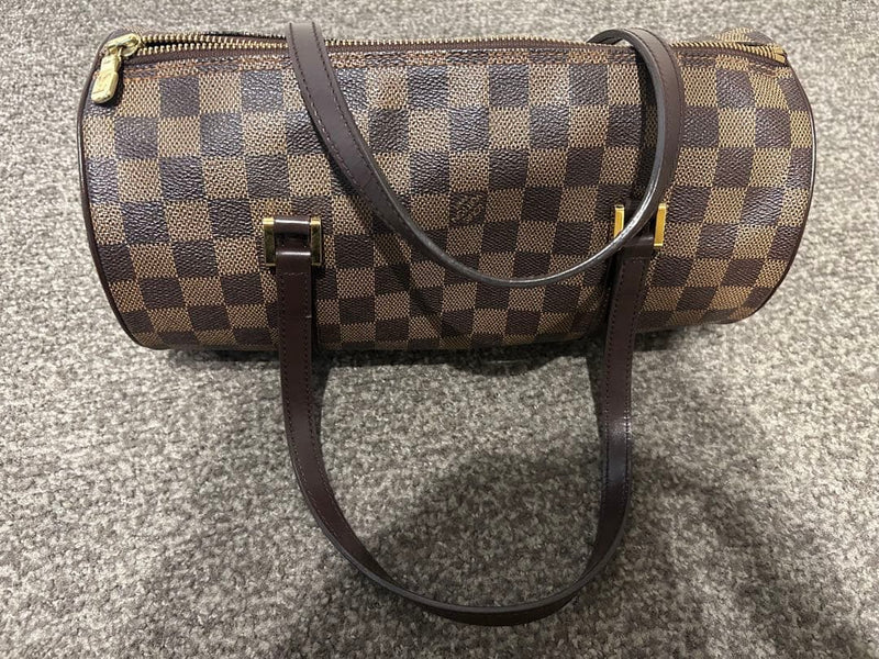 Damier Papillon 30 Handbag Shoulder Bag Canvas Leather Brown