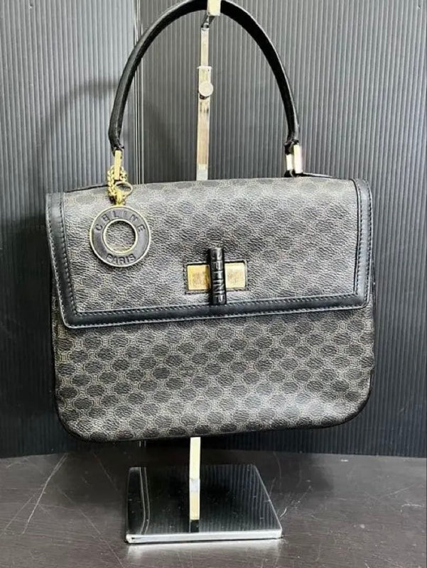 Celine Macadam Pattern Handbag Tote Bag Black