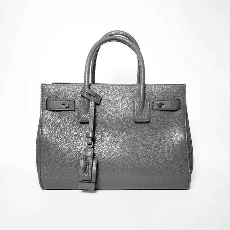 Saint Laurent Sac De Jour Baby Handbag Grain Leather Gray Silver Hardware