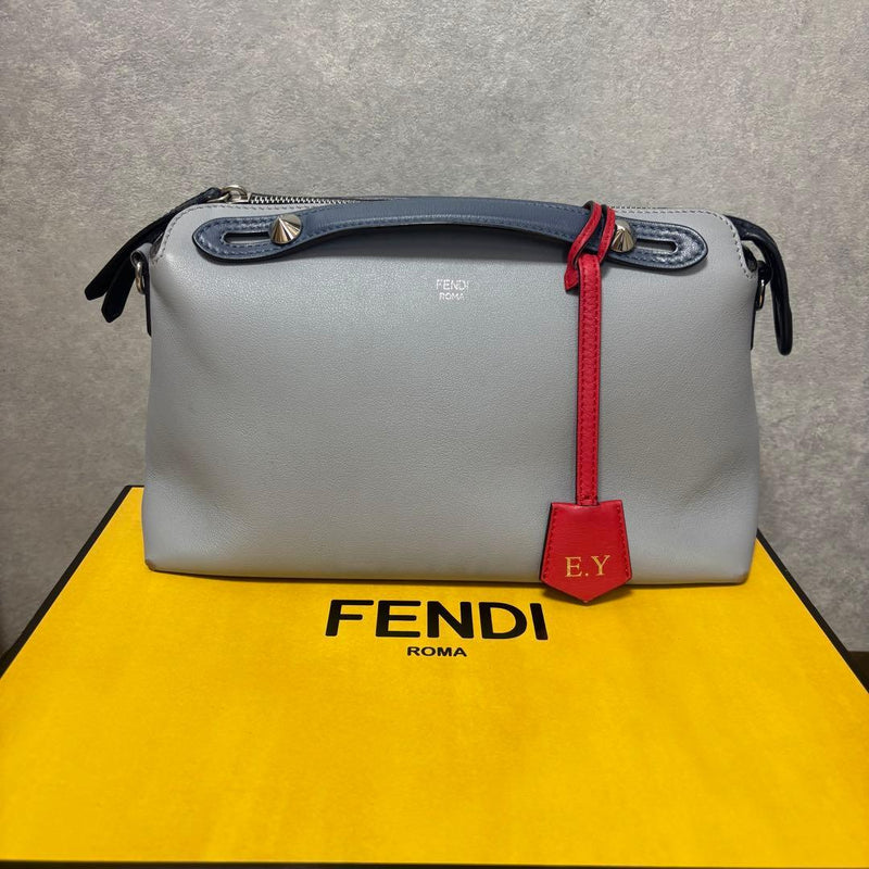Fendi By The Way Handbag Shoulder Bag Gray Leather