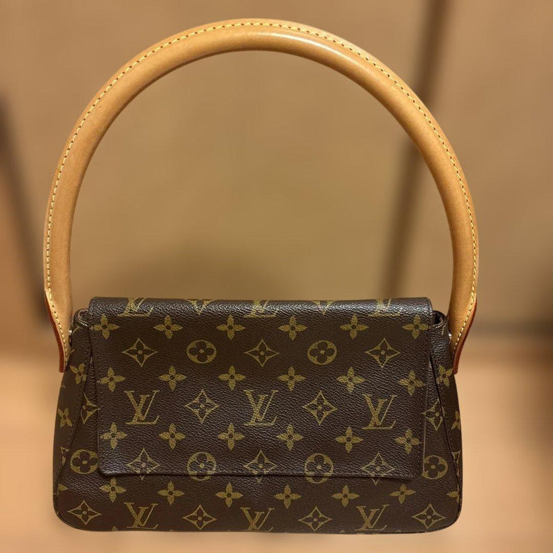 Louis Vuitton Monogram Mini Looping SD0022 Handbag Pvc Brown Gold Hardware