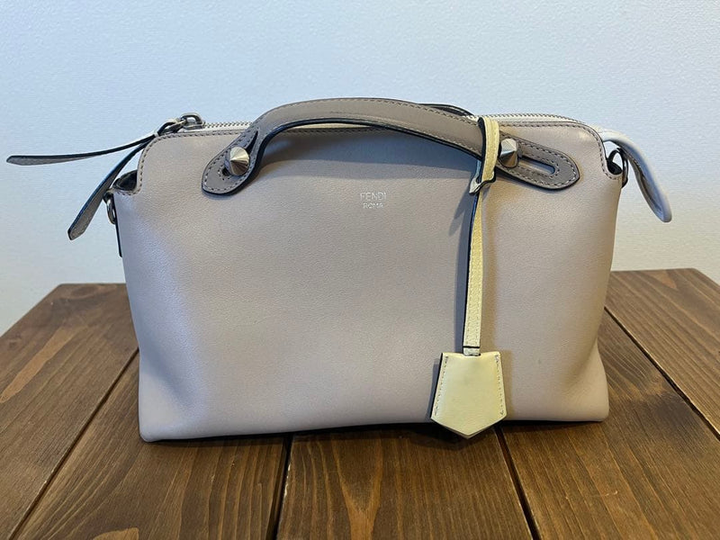 Fendi By The Way Medium Shoulder Bag Handbag Crossbody Leather Beige