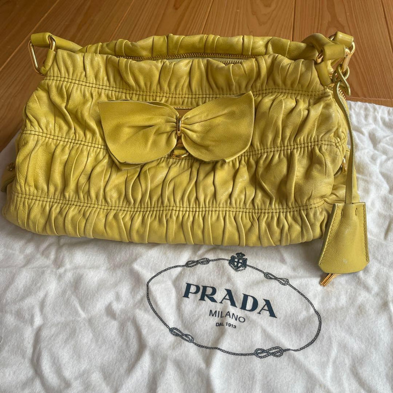 Prada Nappa Gaufre Leather Handbag Polline Shoulder Bag
