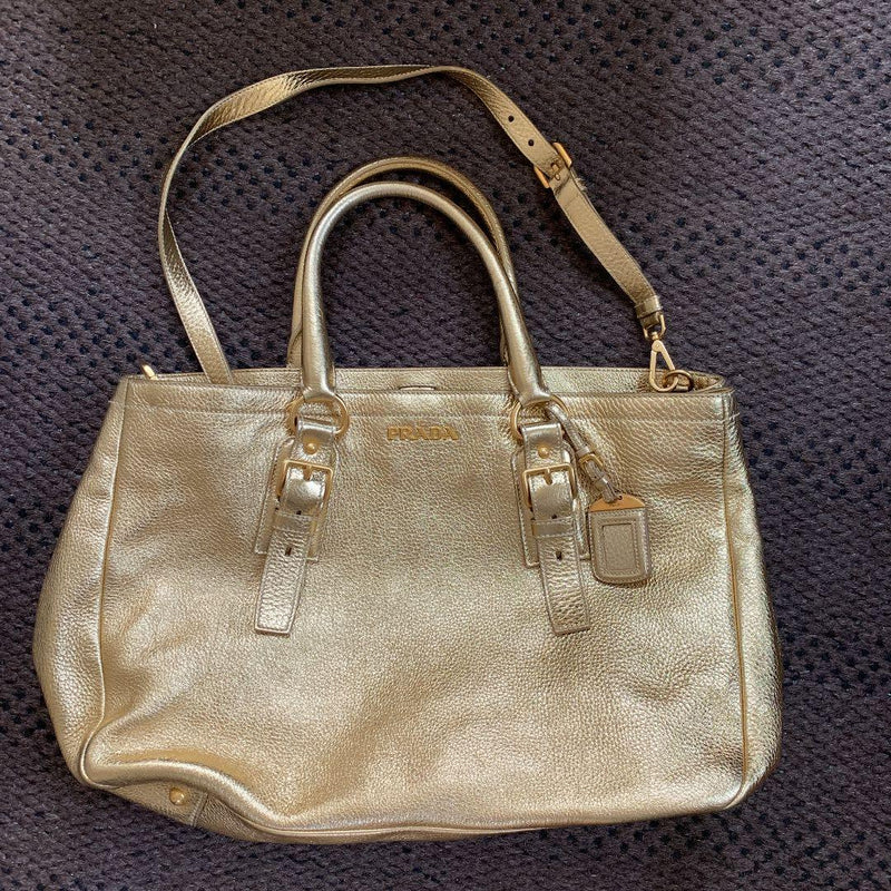 Prada Tote Bag Gold Shoulder Handbag
