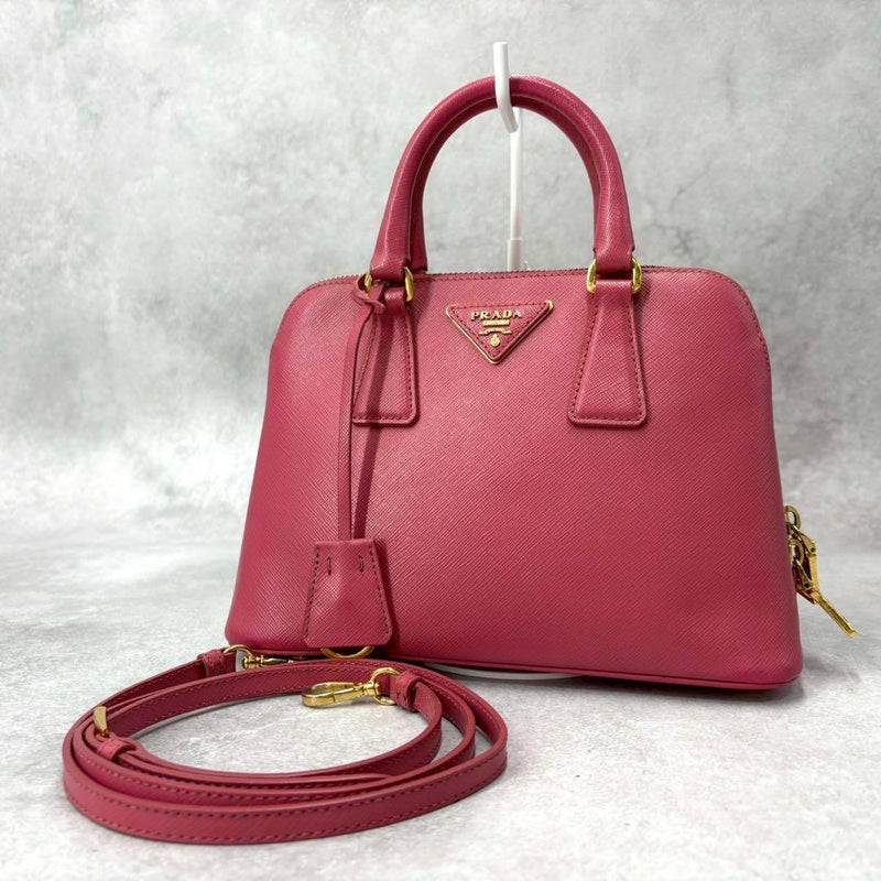 Prada Saffiano Lux Promenade BL0838 2-Way Handbag Shoulder Bag Pink