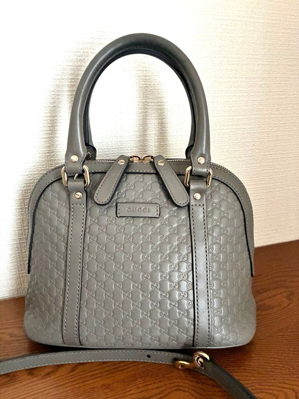 Gucci Guccissima 2-way Handbag Shoulder Bag Leather Gray