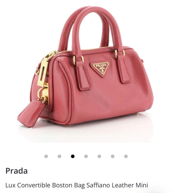 Prada Lux Convertible Boston Bag Mini Saffiano Leather Pink Gold Hardware