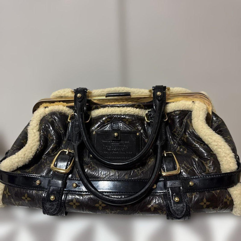 Louis Vuitton Monogram Shearing Storm Marron Handbag Patent Leather Sheepskin