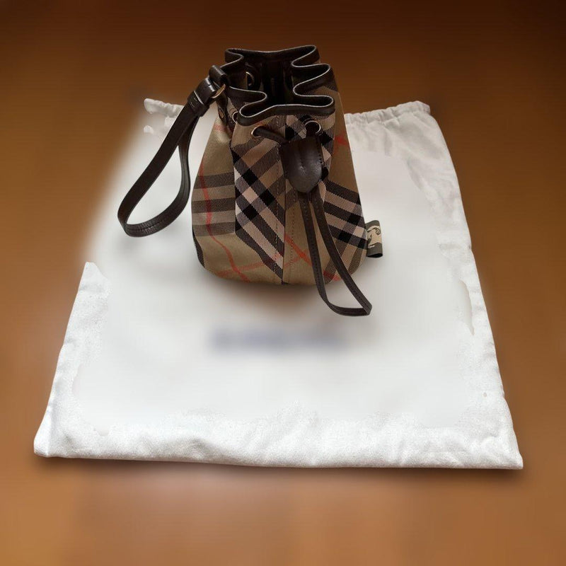 Check Drawstring Pouch Bag