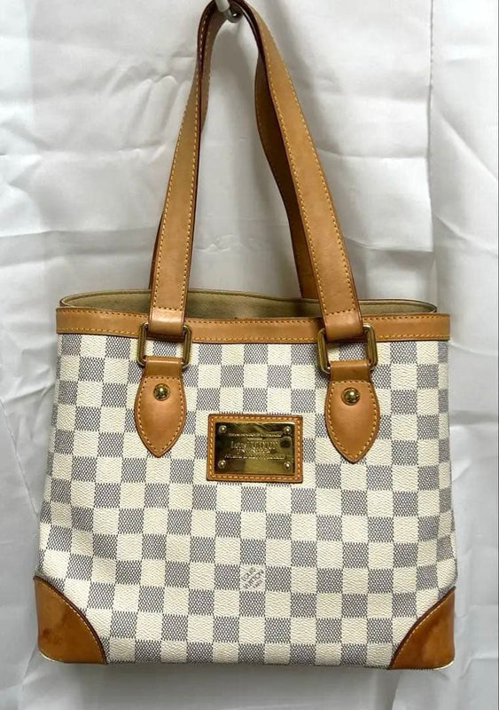 Louis Vuitton Hampstead Pm N51207 Damier Azur Handbag Tote Bag White