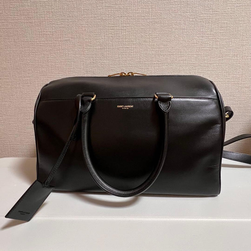 Saint Laurent Duffle Handbag Shoulder Bag Black Cowhide Leather