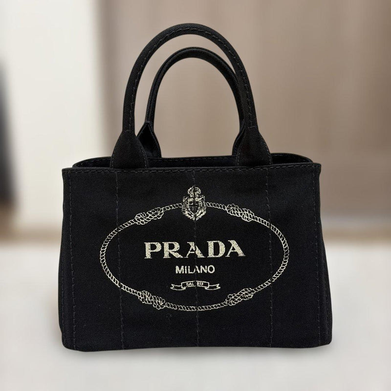 Prada Canapa Tote Bag Canvas Shoulder Strap Handbag