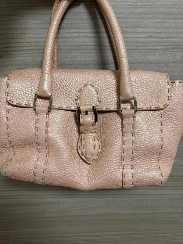 Fendi Mini Linda Selleria Handbag Pink Leather Stitch Design