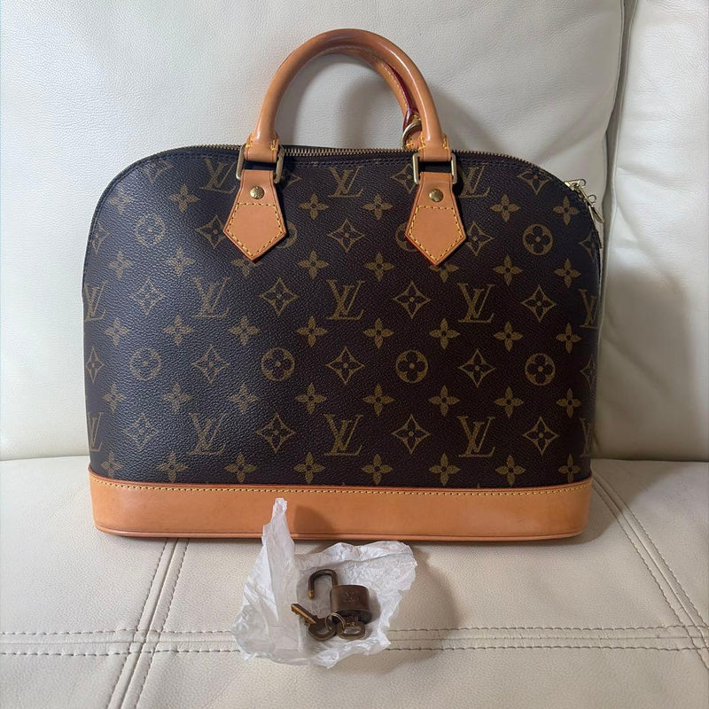 Monogram Alma Pm Handbag Canvas Leather Gold Hardware