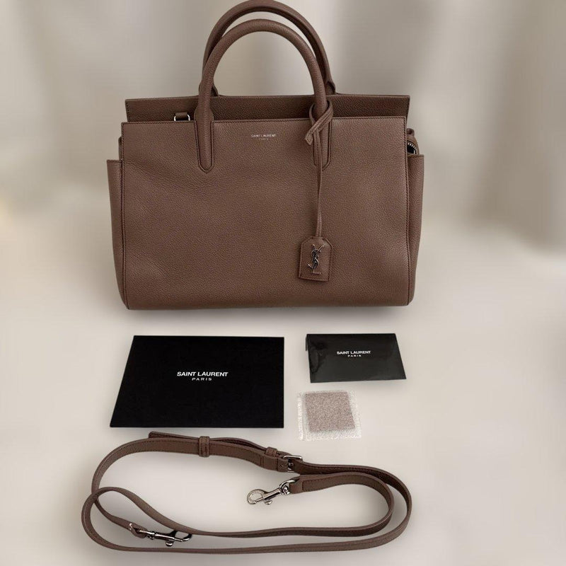 Saint Laurent Rive Gauche Cabas Tote Bag Leather Black Handbag