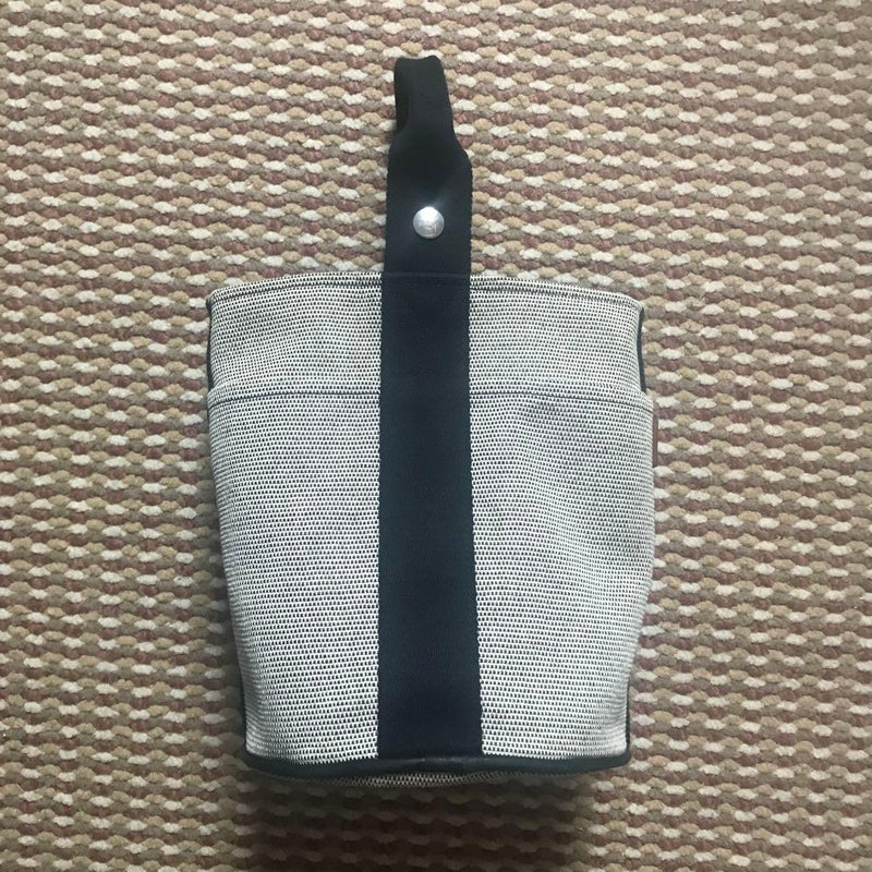 Hermes Saxo Pm Handbag Tote Toile H Beige Black Canvas