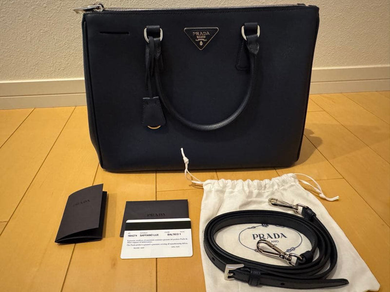 Prada Saffiano Lux Handbag Shoulder Bag Saffiano Leather Baltico Blue