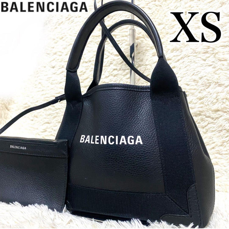 Balenciaga Cabas Xs Handbag Tote Grained Leather Black 2-Way Shoulder Bag