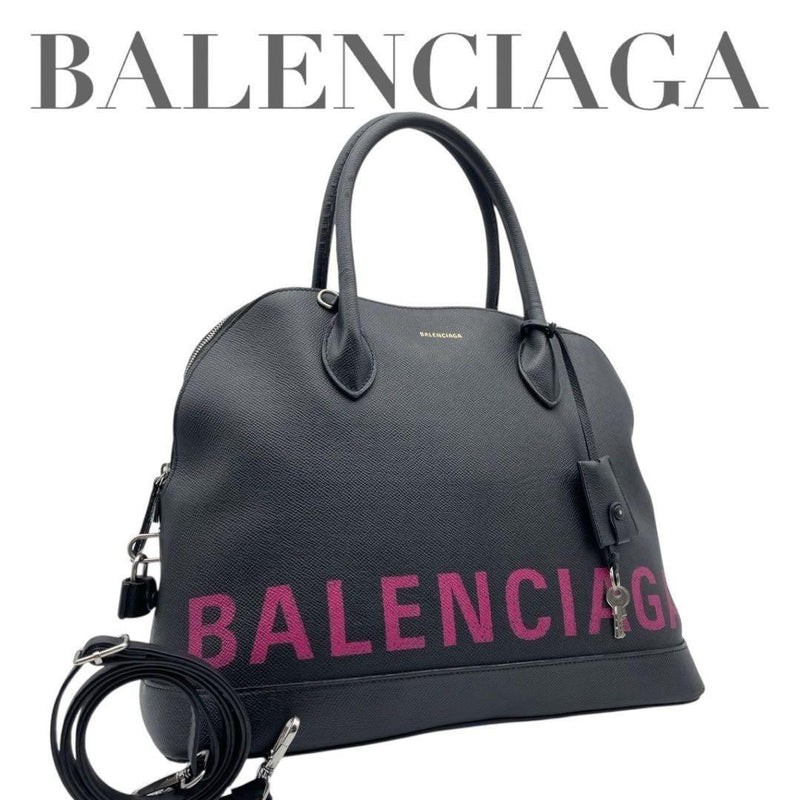Balenciaga Ville Top Handle 2WAY Handbag Shoulder Bag Black Leather