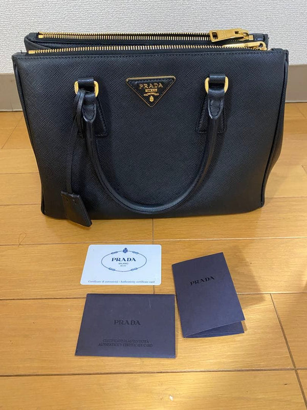 Prada Galleria Handbag Saffiano Leather Black