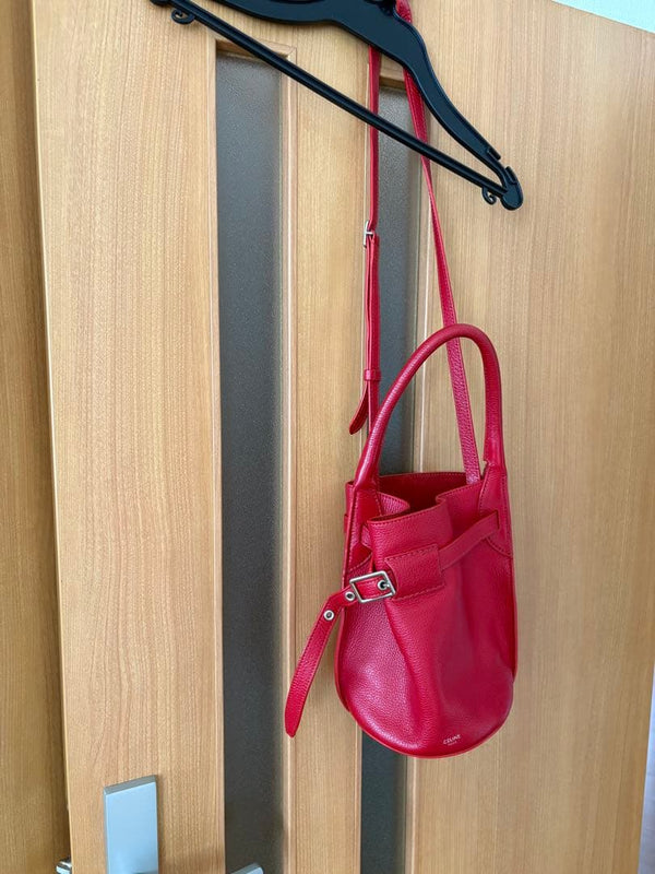 Celine Red Leather Bucket Hand Shoulder Bag