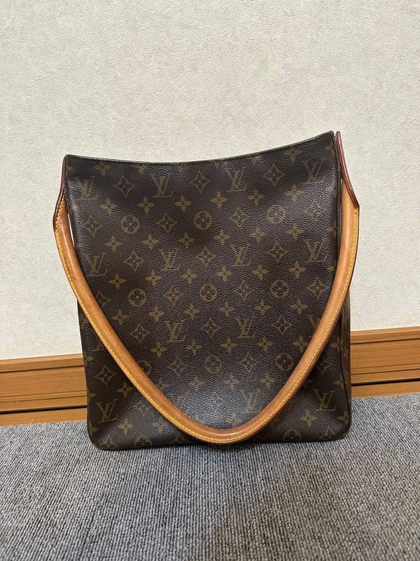 Louis Vuitton Monogram Handbag Shoulder Bag Brown Leather