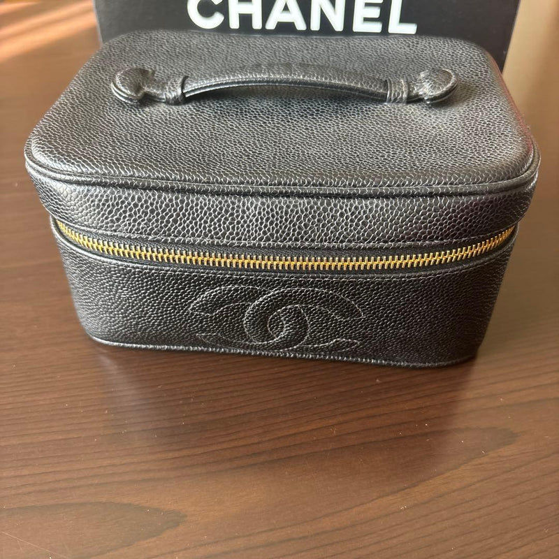 Chanel Vanity Bag Black Leather Handbag