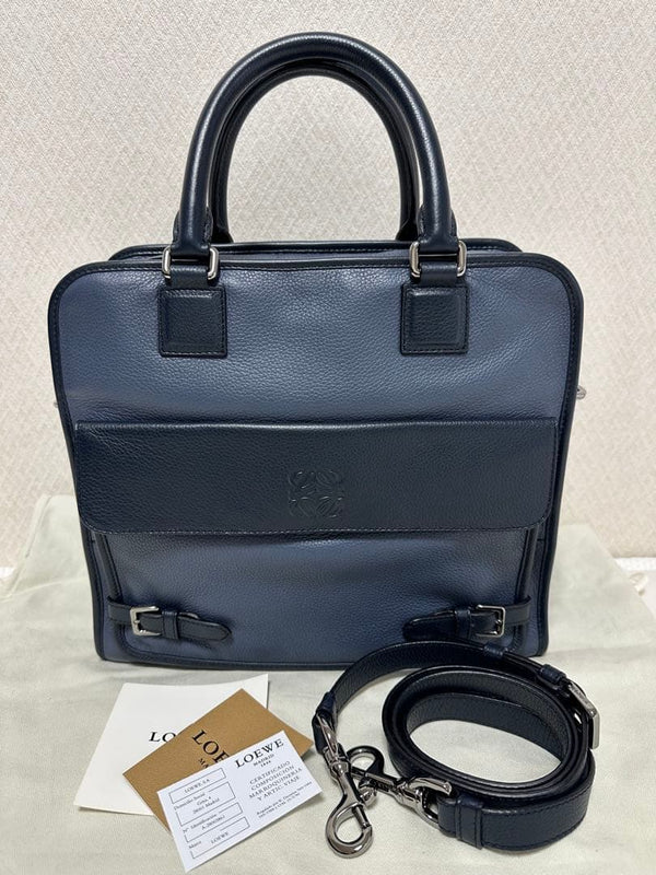 Loewe Cruz 2-Way Handbag Shoulder Bag Leather Blue