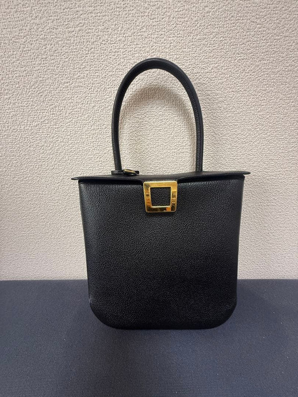 Delvaux Leather Tote Bag Black Metal Hardware