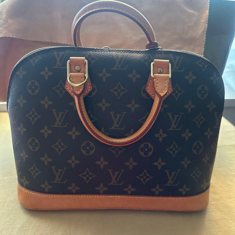 Louis Vuitton Alma V10010 Monogram Handbag Leather Top Handle Brown