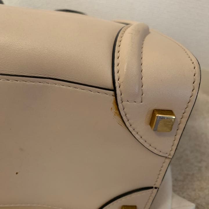 Celine Luggage Micro Handbag Tote Bag Leather Powder Pink Bicolor