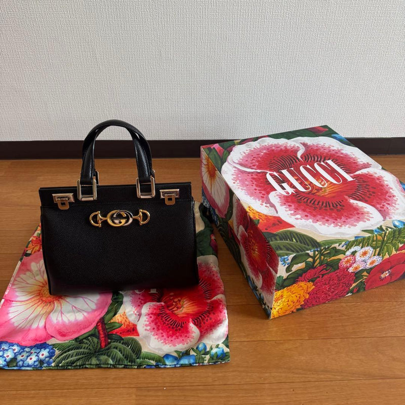 Gucci Zumi Small Handbag Black Leather Boxed