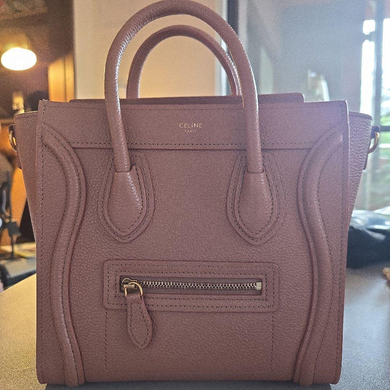 Celine Luggage Nano Shopper Handbag Pink Leather Shoulder Strap