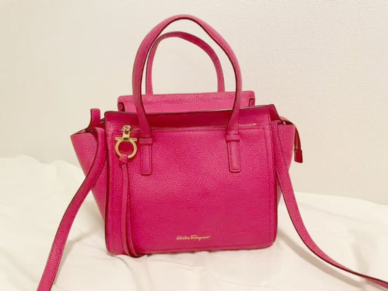 Salvatore Ferragamo Amy 2way Handbag Shoulder Bag Leather Pink Gold Hardware