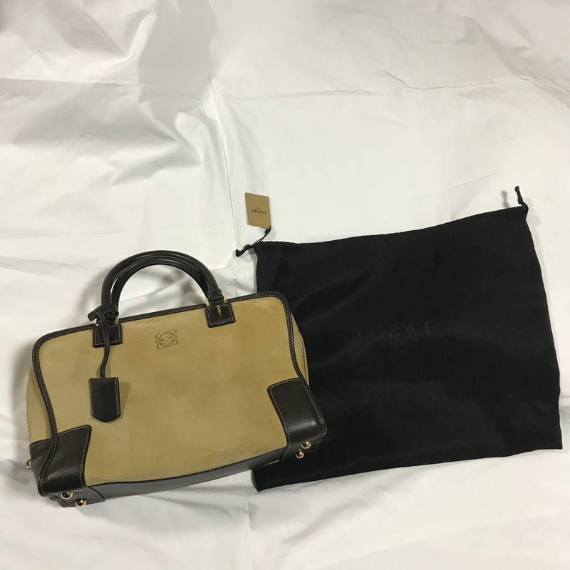Loewe Amazona 36 Handbag Suede Beige