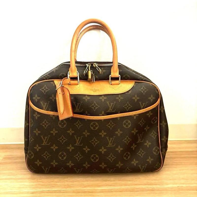 Louis Vuitton Monogram Deauville Handbag Vachetta Leather Gold Hardware