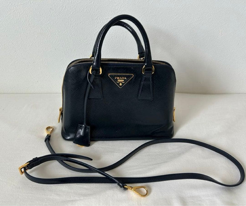 Prada Saffiano Vernic Shoulder Bag Crossbody Handbag Royal Navy