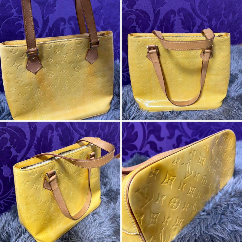 Louis Vuitton Vernis Tote Bag Yellow Patent Leather Handbag